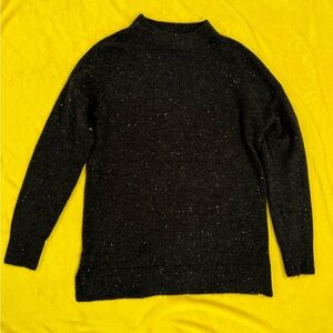 LOFT Warm Flecked Mock Neck Tunic Sweater | Legging Length | Navy